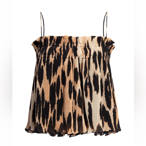 Ganni Tops - Ganni Pleated Strap Top in Leopard